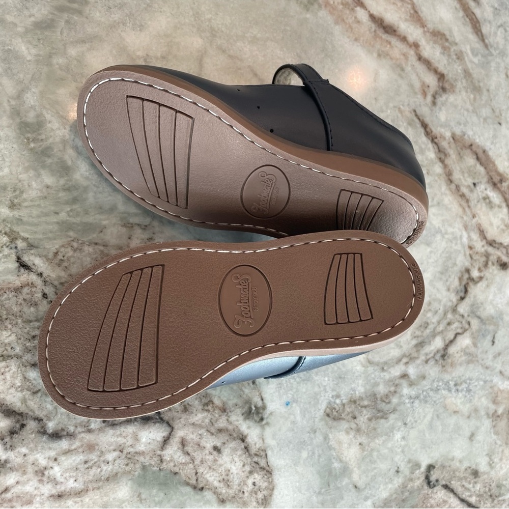 Footmates Navy Leather Mary Janes Sherry Girls Shoes Size 8.5 Arch Support - Picture 5 of 10